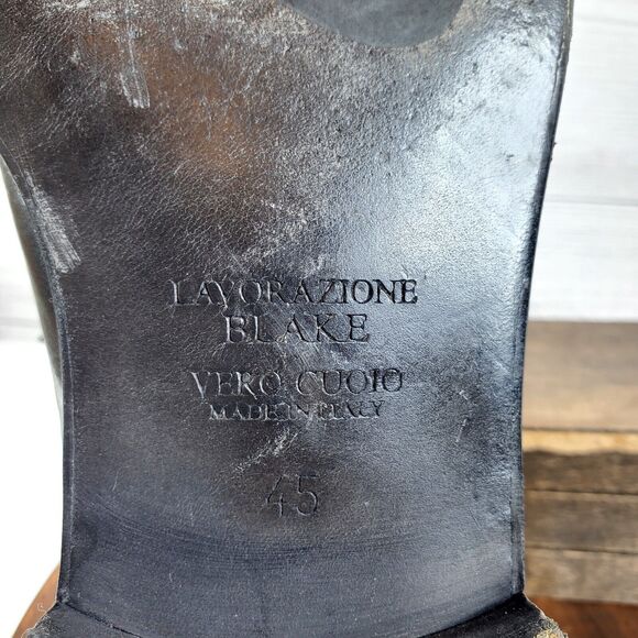 Brecos Handmade LAVORAZIONI BLAKE Black Lace Oxford Size 45 Made In Italy - Picture 9 of 10